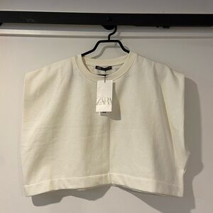 ZARA Sleeveless Sweatshirt with Shoulder Pads size large​​​​​​​